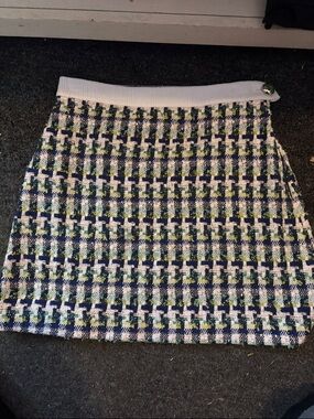 kate spade Navy, White & Green Tweed Mini Skirt